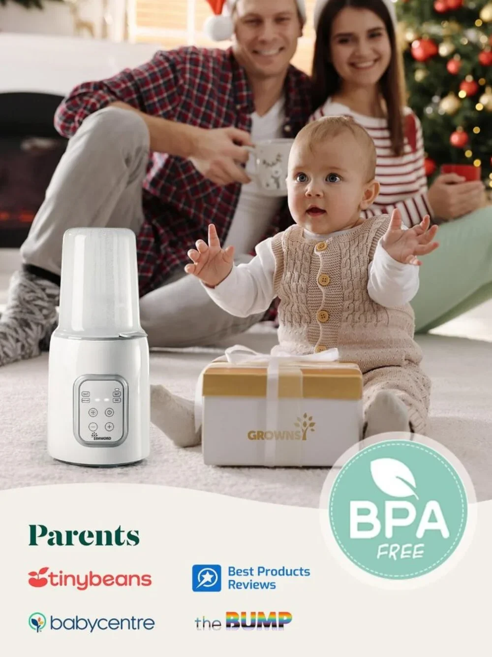 GROWNSY White Baby Bottle Warmer Digital Display 8-in-1 Fast Heating